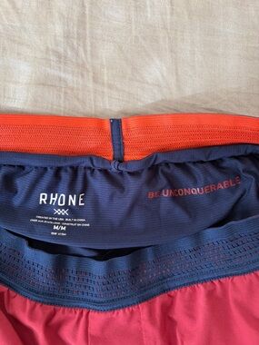 RHONE Two-Tone Navy and Red Athletic Shorts